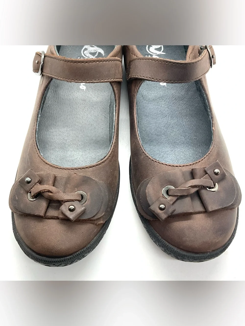 Naturino Brown oily leather Mary Jane Shoes with Knot Accent euro 33
